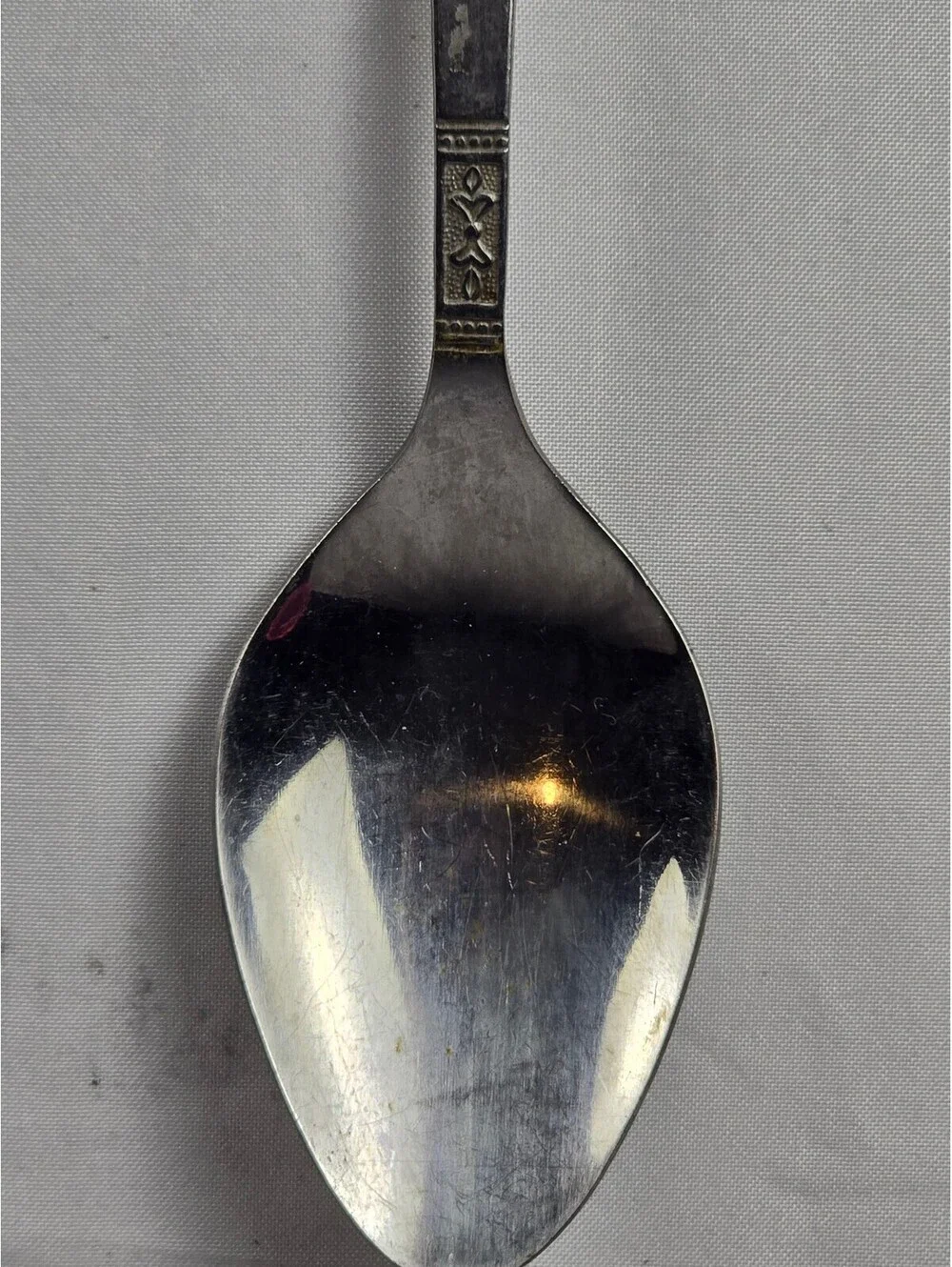 Customcraft Set of 7 Vintage Stainless Steel Table Spoons with Ornate Handles